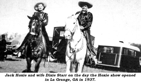 Jack Hoxie and wife Dixie Starr on the day the Hoxie show opened in La Grange, GA in 1937.