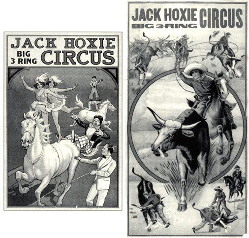 Two posters for Jack Hoxie Big 3 Ring Circus.