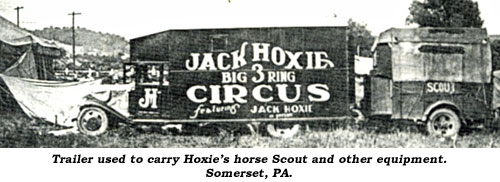 Trailer used to carry Hoxie's horse Scout and other equipment. Somerset, PA.