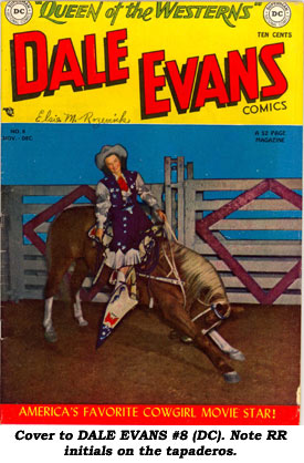 Cover to DALE EVANS #8 (DC). Note RR initials on the tapaderos.