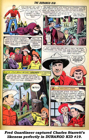 Fred Guardineer captured Charles Starrett's likeness perfectly in DURANGO KID #19.