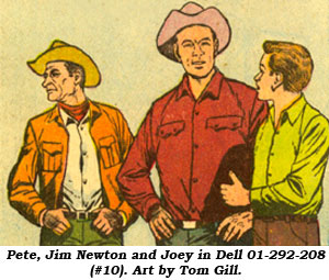 Pete, Jim Newton and Joey in Dell 01-292-208 (@10). Art by Tom Gill.