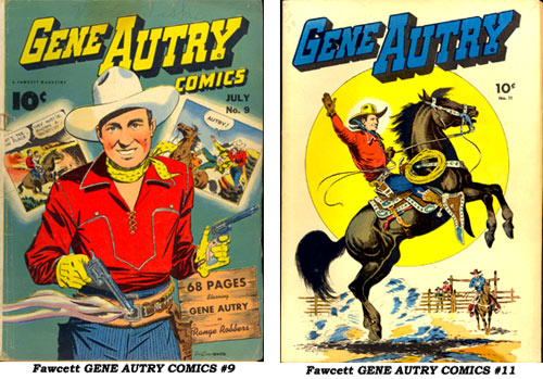 Covers to Fawcett GENE AUTRY COMICS #9 and #11.