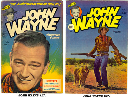 Covers to JOHN WAYNE ADVENTURE COMICS #17 AND #27.