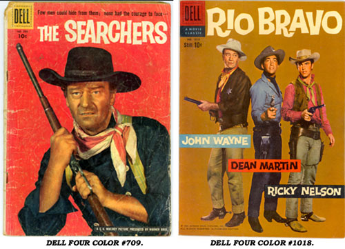 Covers to Dell Four Color #709 (The Searchers) and Dell Four Color #1018 (Rio Bravo).