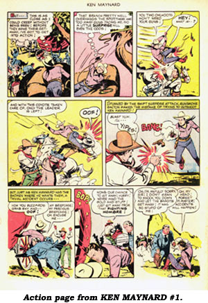 Action page from KEN MAYNARD WESTERN #1 comic book.