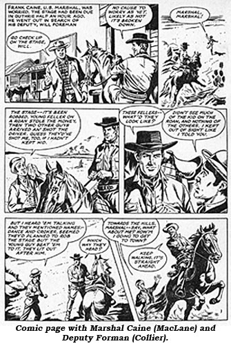 Comic page with Marshal Caine (MacLane) and Deputy Forman (Collier).