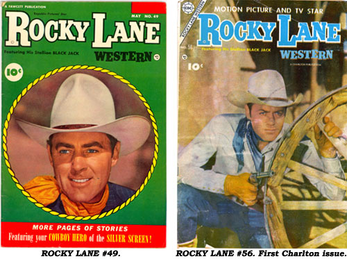 Covers to ROCKY LANE #49 and the first Charlston issue, #56.