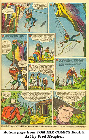 Action page from TOM MIX COMICS Book 3. Art by Fred Meagher.