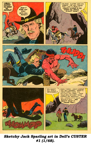 Sketchy Jack Sparling art in Dell's CUSTER #1 (1/68).