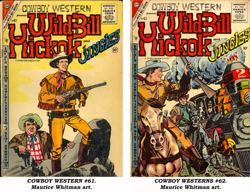 Covers of COWBOY WESTERN #61 with art by Maurice Whitman and COWBOY WESTERNS #62 with Maurice Whitman art.