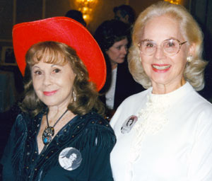 Sisters Caren Marsh and Dorothy Morris at a Jivin’ Jacks and Jills Hollywood luncheon reunion in October 1997. Note Polly Bergen in the background.