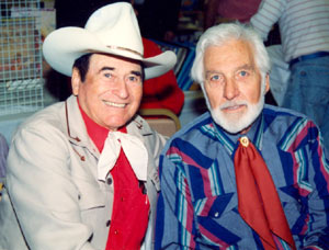 Montie Montana and John Hart (the other Lone Ranger) at a Hollywood Collector’s Show in April, 1994.
