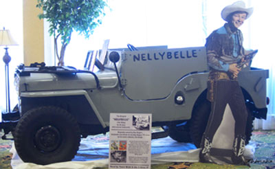 Pat Brady’s Jeep Nellybelle from the “Roy Rogers” TV series was on display in the hotel lobby for “A Gathering of Guns” courtesy of current owners Pam Weidel and John B. Haines. The couple purchased Nellybelle at the Roy Rogers Auction in New York in July 2010.