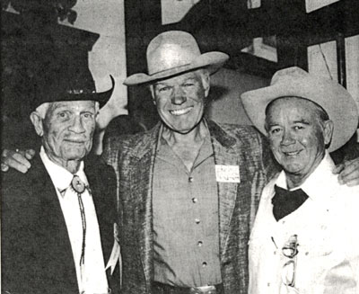 (L-R) Badman Pierce Lyden, Kelo Henderson (“26 Men”) and Dick Jones (“Range Rider”, “Buffalo Bill Jr.”) at a Lone Pine, CA, film festival.