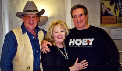 Husband and wife Dirk London and Jan Shepard with Hugh O’Brian. Dirk was Morgan Earp on O'Brian’s “Life and Legend of Wyatt Earp”. Photo taken in January 2002 at a Hollywood get-together.