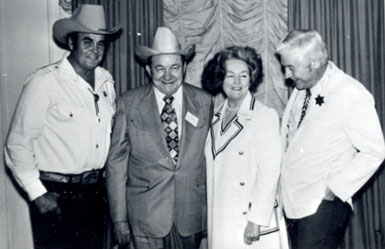 Sunset Carson, Tex Ritter, Dorothy Fay Ritter, Monte Hale at an early Western film fair.