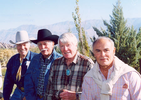 Kelo Henderson, Howard Keel, Robert Horton, John Saxon at the Pheasant Club during the Lone Pine Film Festival in 2003.