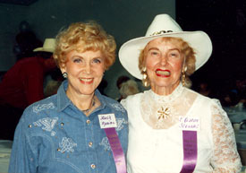 B-western leading ladies Beth Marion and Eleanot Stewart at the Toulumne County, Sonora, California, Wild West Film Fest in 1992.