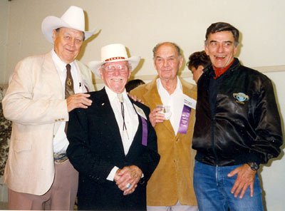 Ben Johnson, director Earl Bellamy, director William Witney and James Drury at a Toulumne County, Sonora, California, Wild West Film Fest.
