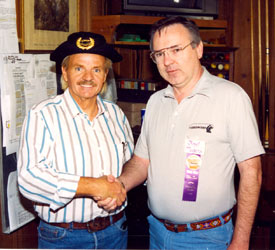 The real Lee Aaker made his first film festival appearance at Sonora, California, in September ‘93. WC’s Boyd Magers (right), with the help of Lee’s friend Paul Petersen, helped expose the fake Lee Aaker (Paul Klein) who had attended several western film festivals passing himself off as Lee.