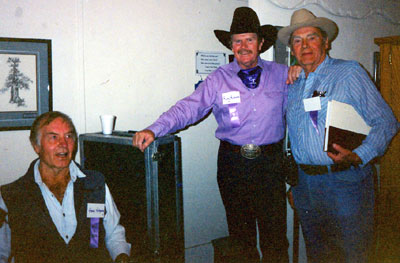 George Montgomery, Rusty Richards (formerly of the Sons of the Pioneers) and Walter Reed at the Toulumne County, Sonora, California, Wild West Film Fest in 1991.