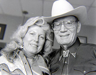 Spectrum cowboy star Fred Scott and his daughter at the Memphis Film Festival in 1984. (Thanx to Grady Franklin.)