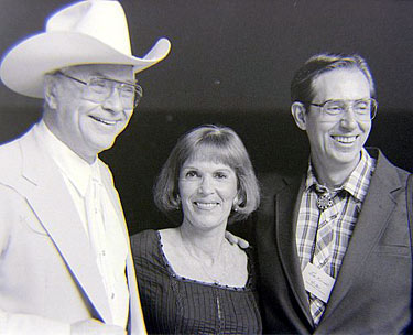 Monte Hale, his wife Joanne and Memphis Film Festival attendee Jim Kocher in 1984. (Thanx to Grady Franklin.)