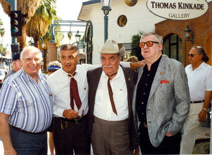 Academy Award winning actor Ernest Borgnine, writer/producer Andrew J. Fenady, actor Jack Elam and writer/director Burt Kennedy at the Palm Springs Walk of Fame.
