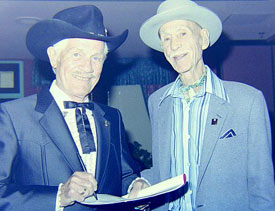Pierce Lyden and Hank Worden at the 1987 Golden Boot Awards.