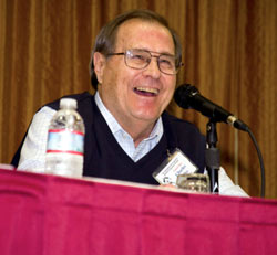 Charles Briles, Eugene on the first season of “Big Valley”, is having fun at a panel discussion.