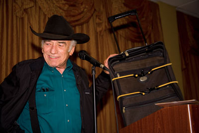 James Drury helped auction off his old tote bag at the banquet. Over $1,000 was raised to benefit the Abbey of Regina Laudis in Bethlehem, CT, where former actress Mother Dolores Hart is now a Benedictine Nun. She is raising money to refurbish the Nunnery. Hart co-starred in one of Drury’s favorite “Virginian” epsidoes “Mountain of the Sun”.