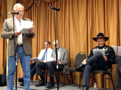 For the “Have Gun Will Travel” radio recreation, Boyd Magers played the part of Hey Boy's Chinese uncle. Bobby Crawford (seated left) was the sheriff, Jim Kocher was a germ in a commercial and Don Quine was the heavy.