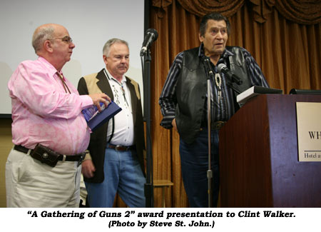 "A Gathering of Guns 2" award presentation to Clint Walker.  (Photo by Steve St. John.)