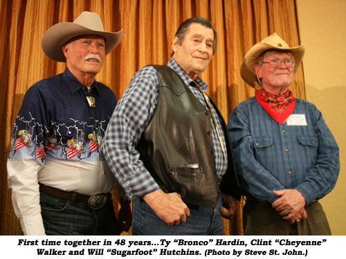 First time together in 46 years...Ty "Bronco" Hardin, Clint "Cheyenne" Walker and Will "Sugarfoot" Hutchins. (Photo by Steve St. John.)