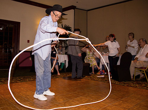 Johnny Crawford (“Rifleman”) arrived at the Sock Hop just in time to do a little rope twirling.