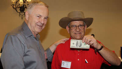 Don Ellis of Birmingham, AL, was the winner of the annual trivia contest and receives $100 from festival co-sponsor Boyd Magers.