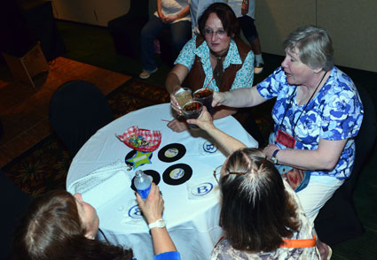 This festival wouldn’t exsist without the help of people like Carol Ann Kellum and Facebook manager Linda Crowley, seen here at the Thursday night sock hop.