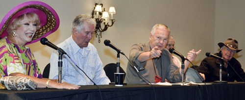 Deemed one of the funniest panels ever...Ruta Lee, Bob Fuller, festival co-sponsor and moderator Boyd Magers, Buck Taylor and Clu Gulager.