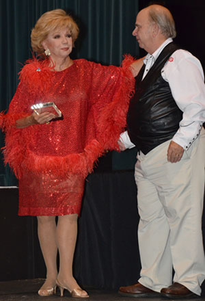 Ruta Lee thanks Ray Nielsen for her award.