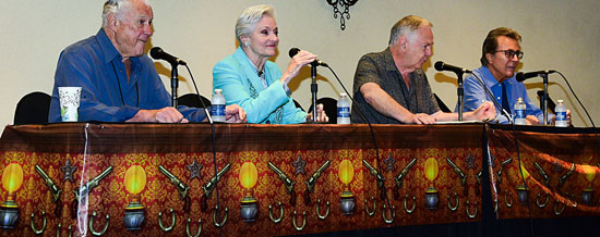 “Time Tunnel” panel discussion with Robert Colbert, Lee Meriwether and James Darren. Moderator is Boyd Magers of WESTERN CLIPPINGS.