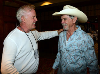 Rivals on “The Sacketts”—good friends in real life who hadn’t seen each other in over 30 years—Jeff Osterhage and Buck Taylor.