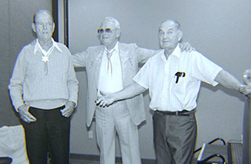 Three old Republic friends gather at the Knoxville, TN, Western Film Festival in 1990. Tom Steele, Rex Allen, director Bill Witney. (Courtesy Grady Franklin)