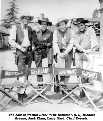 The cast of Warner Bros.; "The Dakotas". (L-R) Michael Greene, Jack Elam, Larry Ward, Chad Everett.