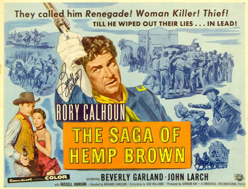 Title Card from "The Saga of Hemp Brown" starring Rory Calhoun and Beverly Garland.