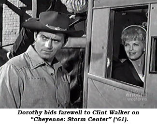 Dorothy bids farewell to Clint Walkjer on "Cheyenne: Storm Center" ('61).