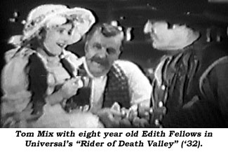 Tom Mix with eight year old Edith Fellows is Universal's "Rider of Death Valley" ('32).