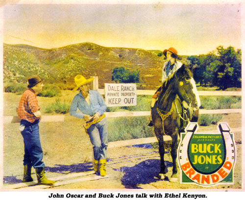 John Oscar and Buck Jones talk with Ethel Kenyon.