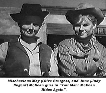 Mischevious May (Olive Sturgess) and June (Judy Nugent) McBean girls in "Tall Man: McBean Rides Again".
