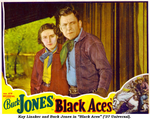 Kay Linaker and Buck Jones in "Black Aces" ('37 Universal).